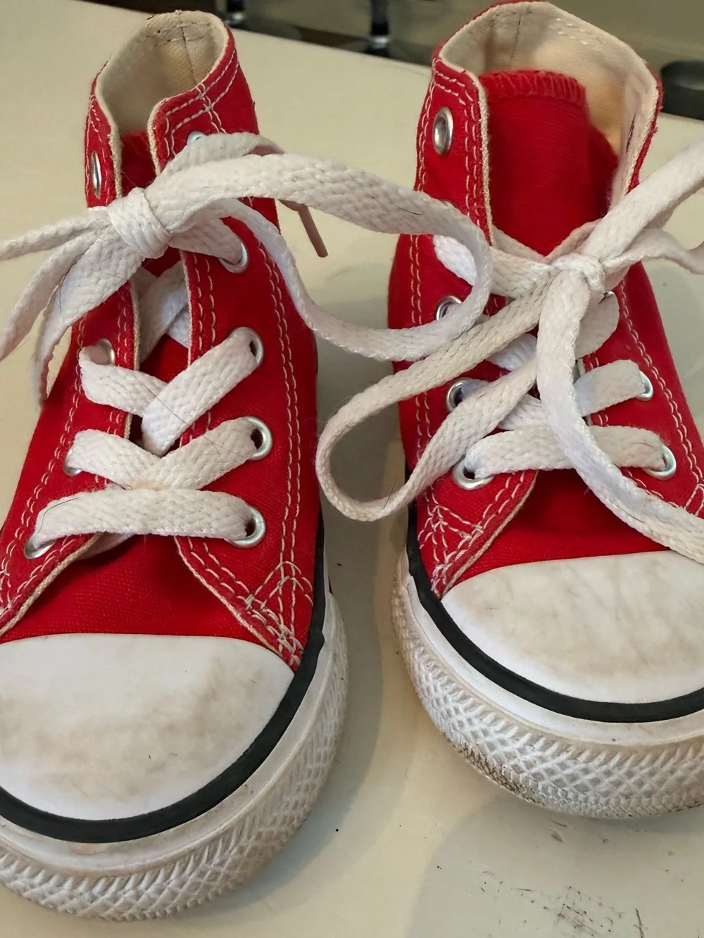 Converse Kids Red High-Top Canvas Sneakers with White Laces